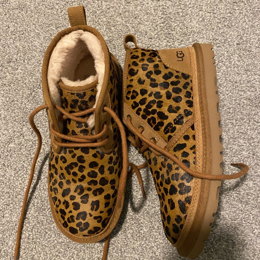 Cheetah print lace up UGGs